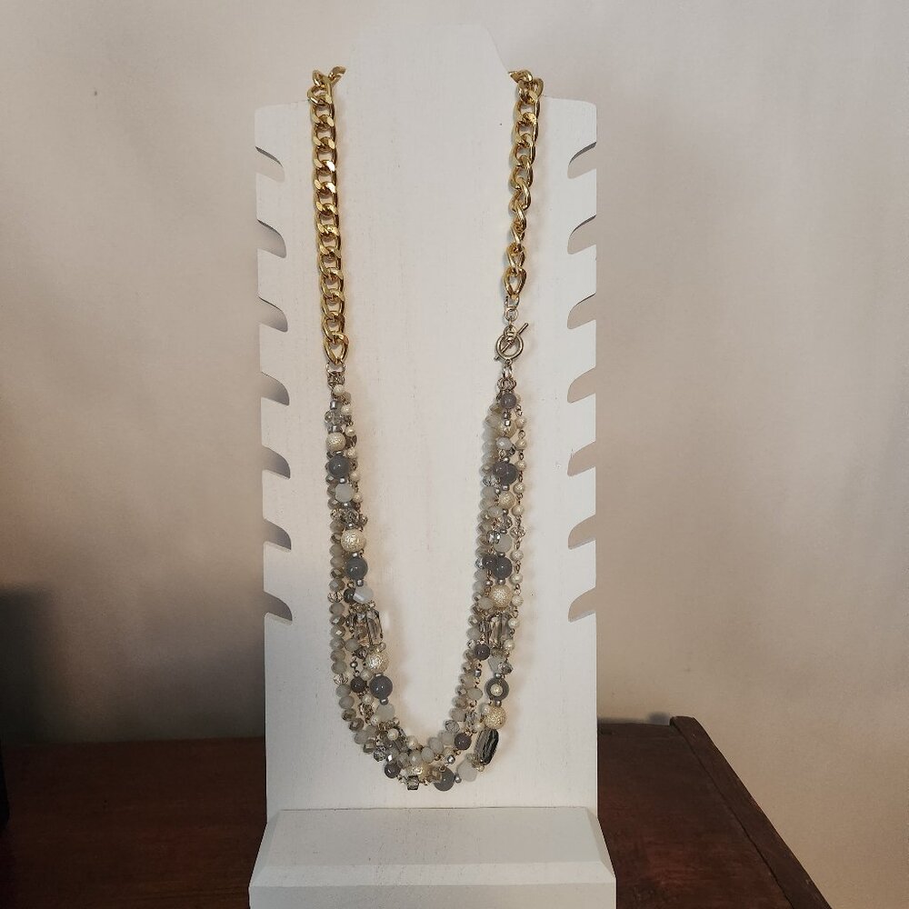 Multi-Stand Layered And Beaded Statement Necklace - image 1